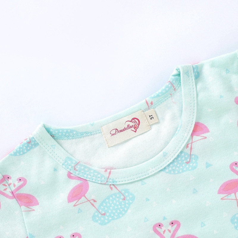 Pajama Set 2Y-7Y Organic Cotton O-neck Super Soft And Breathable Flamingo HY6001-5